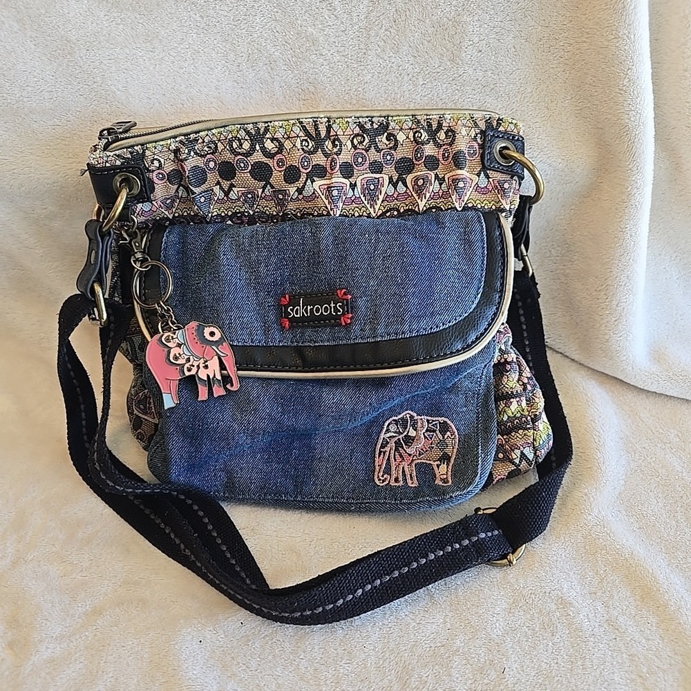Sakroots Crossbody Bag Purse Hippie Boho Jeans Elephant Y2K 90s‎ Vibes Festival